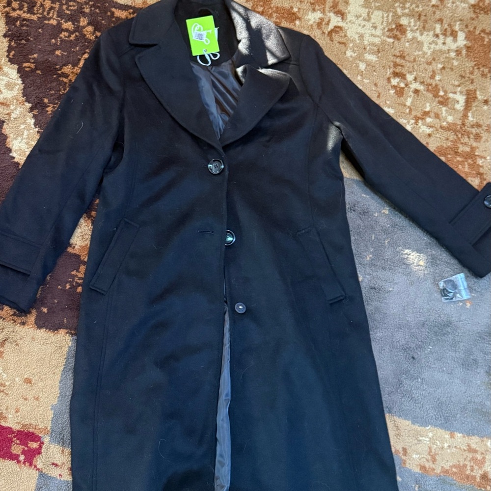Sam Edelman Black Trench Coat with Notched Lapel